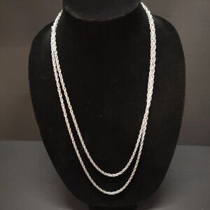 Vintage Monet Silver Tone Rope Chain Necklace 26"